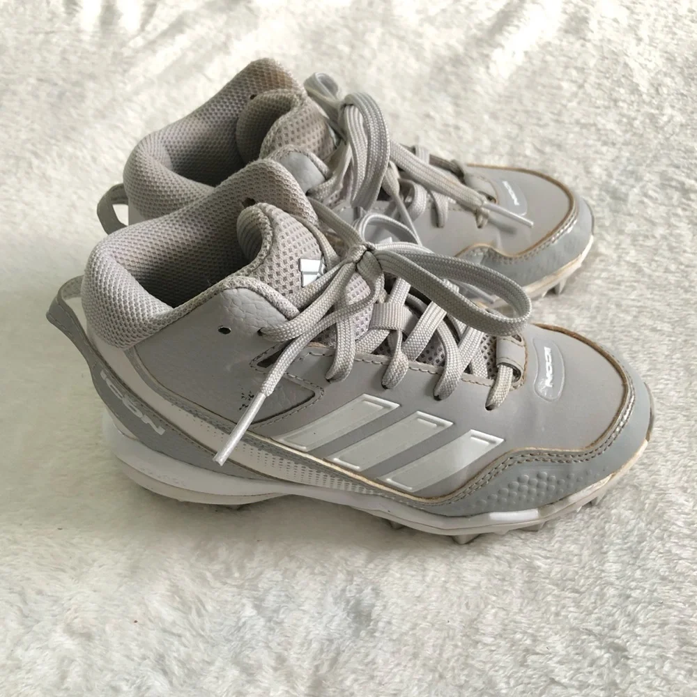 adidas Kids Gray and White Athletic Cleats